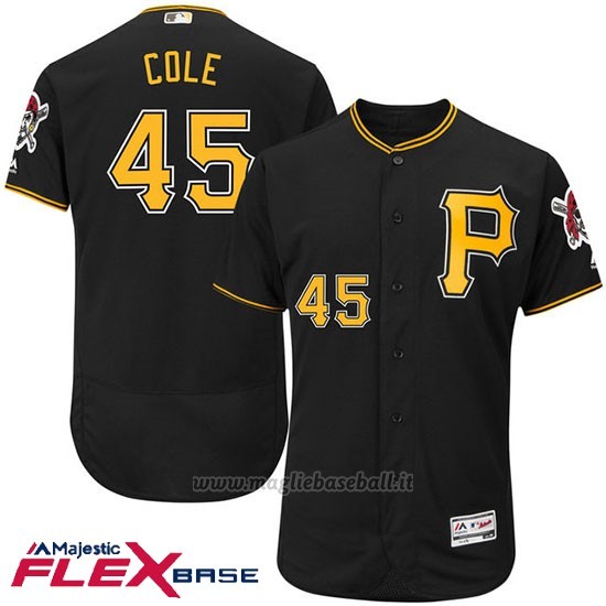 Maglia Baseball Uomo Pittsburgh Pirates Gerrit Cole Nero Flex Base Autentico Collezione